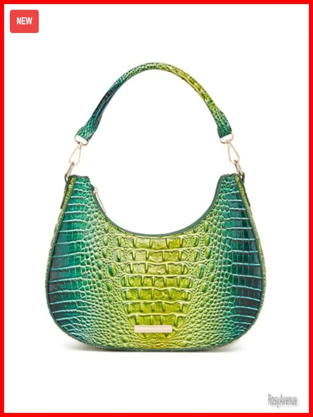 Vegan Leather Croc Hobo Bag Women Y2K Shoulder Purse Clutch